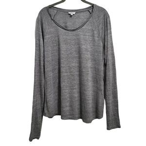 Vince Women's Grey Long Sleeve Space Dye Crewneck Tee Lightweight Viscose Size l